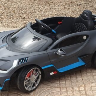 Divo COCHE Bugatti Divo 12V para niños, FULL OPTION, gris, negro y celeste - INDA412-RA-AC-KI4
